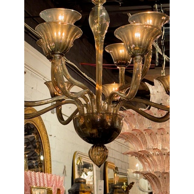 Modern Modern Murano "Fume Chandelier" With 12 Lights For Sale - Image 3 of 6