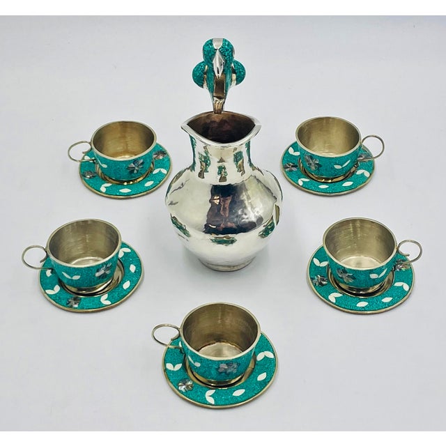 Mid-Century Modern 1950s Taxco Mexico Parrot Handle Silver Plate Alpaca Drink Service Set - Set of 11 For Sale - Image 3 of 18