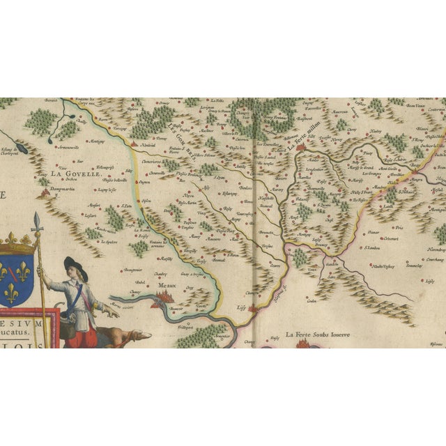 Willem Janszoon Blaeu, Map of Valois, Picardy, France, 1642, Hand Colored For Sale - Image 9 of 11