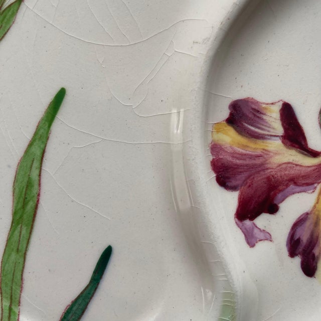 Aqua Vintage Art Nouveau Plates from Longchamp, 1920s, Set of 2 For Sale - Image 8 of 13