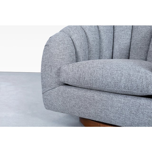 Vintage Walnut Swivel Lounge Chairs Attributed to Directional - a Pair For Sale - Image 10 of 13