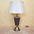 Late 20th Century Vintage Brass & Faux Leather Table Lamp With Off‑White Silk Shade — 26.5" For Sale - Image 5 of 18
