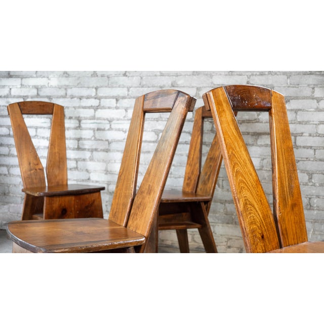 1970s French Modern Brutalist Dining Chairs After Pierre Chapo - Set of 8 For Sale - Image 16 of 18
