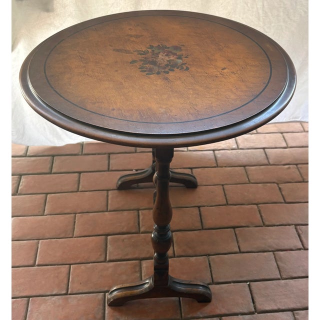 Cozy Floral Tilt-Top Tea Table For Sale - Image 4 of 9
