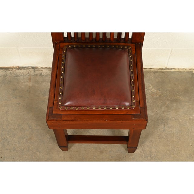 Wood Frank Lloyd Wright Style Arts & Crafts Mahogany Monumental High Back Side Chair or Dining Chair For Sale - Image 7 of 13