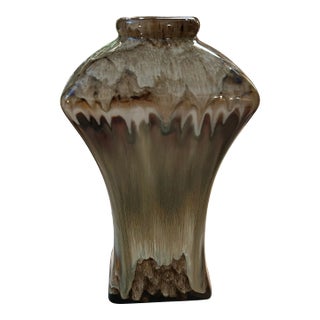 1980s Art Nouveau Style Drip Glazed Vase For Sale