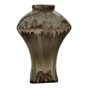 1980s Art Nouveau Style Drip Glazed Vase