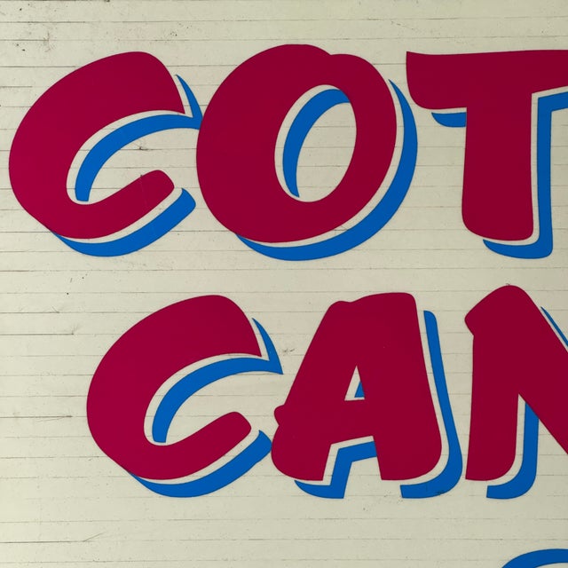American Salvaged Mid 20th Century Fairground "Cotten Candy" Aluminum Sign For Sale - Image 3 of 8