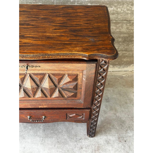 Small Carved Oak Storage Unit, 1930 For Sale - Image 16 of 18