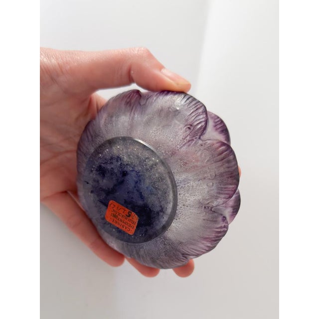 Glass Purple Glass Open Flower Bowl by Gabriel Argy Rousseau, 1924 For Sale - Image 7 of 10