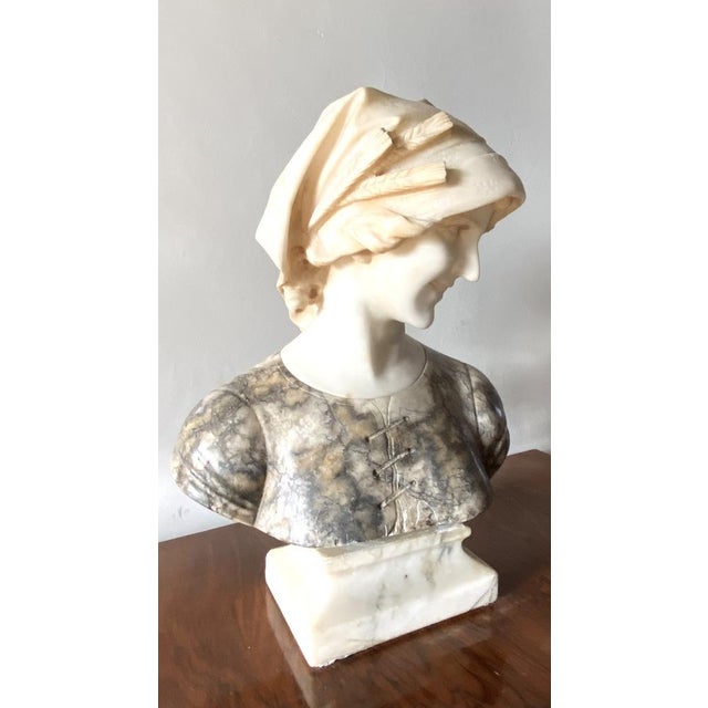 Italian Artist, Large Bust of a Girl, 20th Century, Marble For Sale - Image 4 of 9