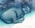 Nestled in Blue by Chris Hong | Watercolour on paper of a sleeping blue cat For Sale - Image 4 of 4