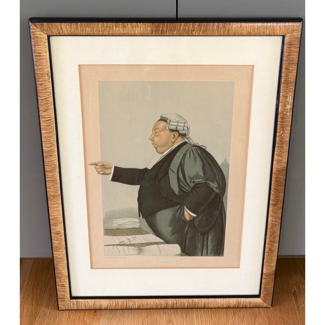 Framed original 1898 Vanity Fair "Spy" caricature title "Danky" depicting the British lawyer William Otto Adolph Julius...