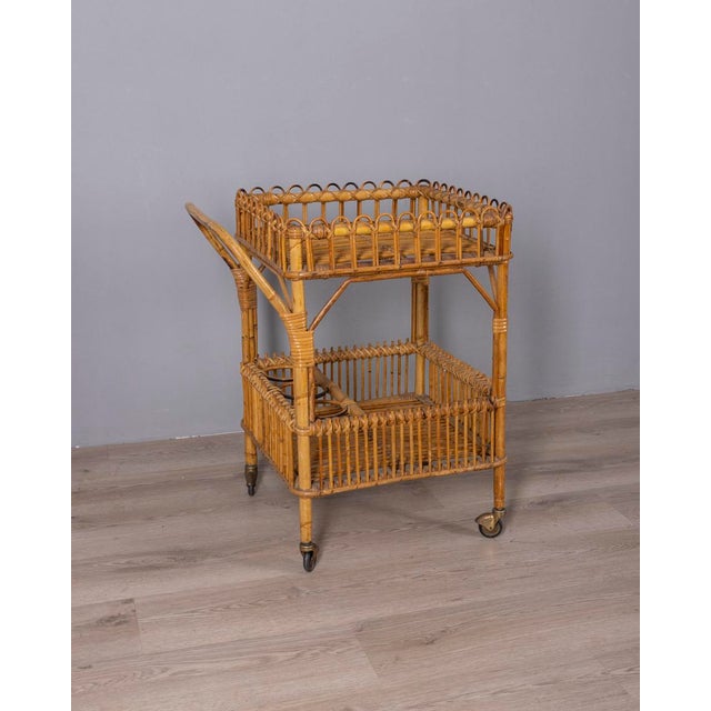Vintage Bamboo Bar Trolley, Italy, 1960s For Sale - Image 3 of 11