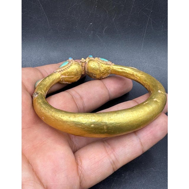 15th Century & Earlier Bochic "Vintage" Solid 18K Gold Lion Bangle, Original, Origin Afghanistan For Sale - Image 5 of 18