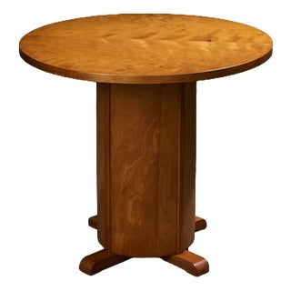 Art Deco Round Pedestal Side Table in Beech, Belgium For Sale