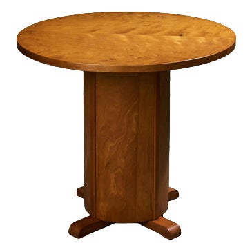 Art Deco Round Pedestal Side Table in Beech, Belgium For Sale