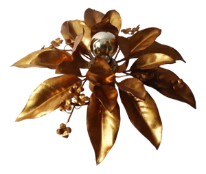 Gold Bell Flower Wall Lamp attributed to Hans Kögl, 1970s