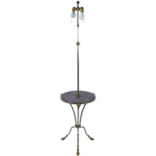 Chapman Nickel & Brass Rams Head & Hooved Floor Lamp & Table For Sale