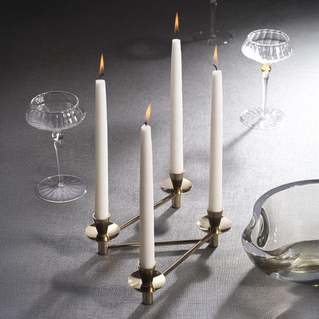 Méduse Expandable 4-Piece Taper Candle Holder Set, Gold For Sale - Image 4 of 7