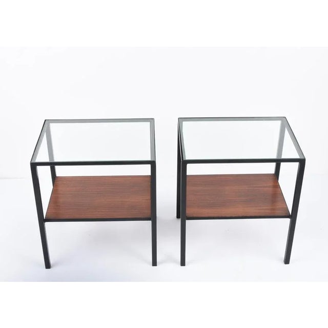 Italian Iron, Glass & Wood Coffee Table, 1960s, Set of 2 For Sale - Image 4 of 18