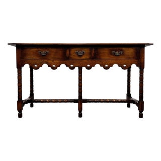 Antique Early 20th Century English Jacobean Oak Dresser Base For Sale