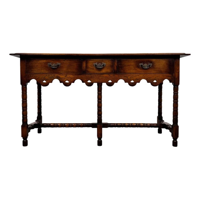 Antique Early 20th Century English Jacobean Oak Dresser Base For Sale