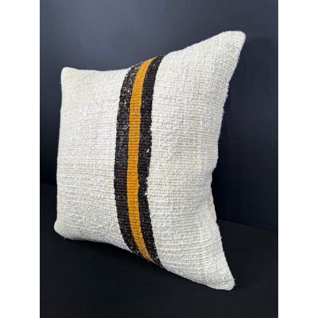 Contemporary Turkish Hemp Pillow Cushion Natural Beige Black Pillow Cushion Cover 20"x20" For Sale - Image 3 of 4