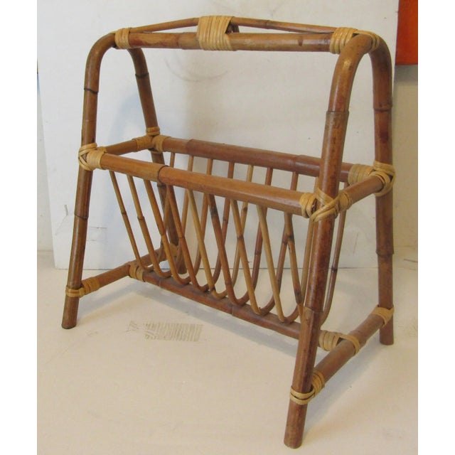 1950s Mid-Century Modern Bamboo A-Frame Magazine Rack For Sale In Miami - Image 6 of 12