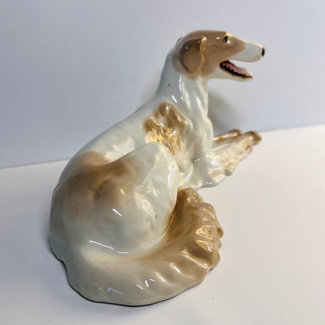 Vintage Porcelain Borzoi Dog Figurine For Sale - Image 4 of 12