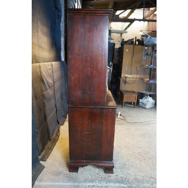 Mid Century Mahogany Stepback China Display Cabinet Hutch Bookcase 68" For Sale - Image 16 of 18