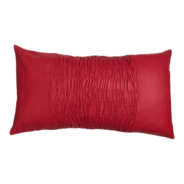 Modern Ruched Leather Pillow Cover For Sale