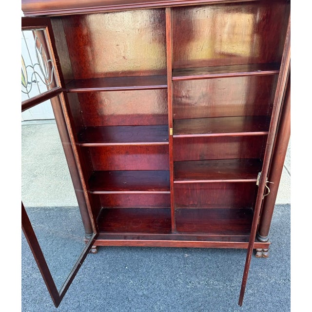 Antique Larkin 2 Door Mahogany Bookcase With Leaded Glass Doors For Sale - Image 12 of 18