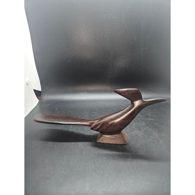 Vintage Wood Roadrunner Ironwood Bird Carving Modern Art, Southwest Desert Decor