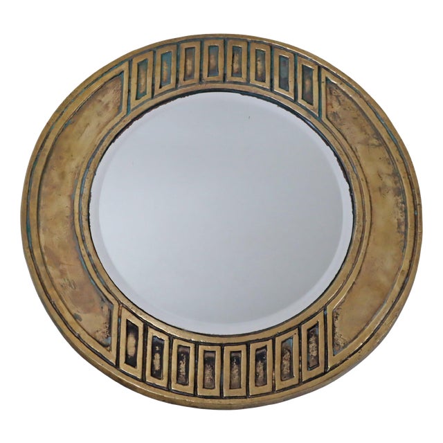 Mid-Century Modern Brass Round Wall Mirror, Italy, 1960s For Sale