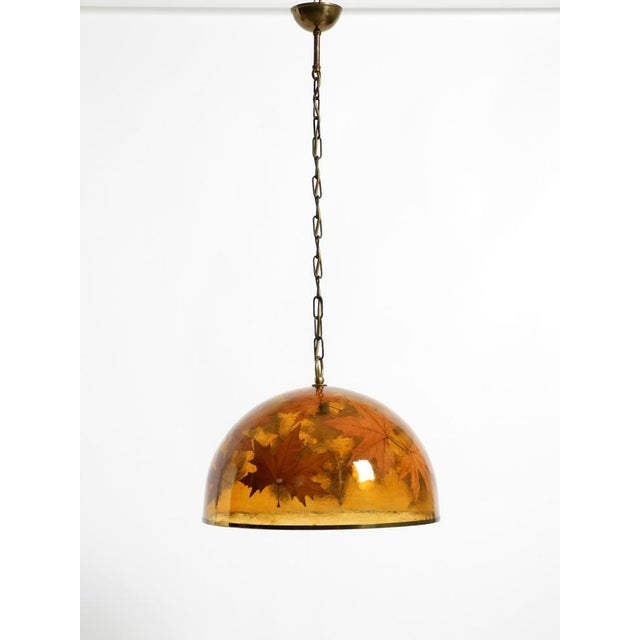 Large Italian Resin Pendant Lamp with Embedded Maple Leaves, 1970s For Sale - Image 9 of 18