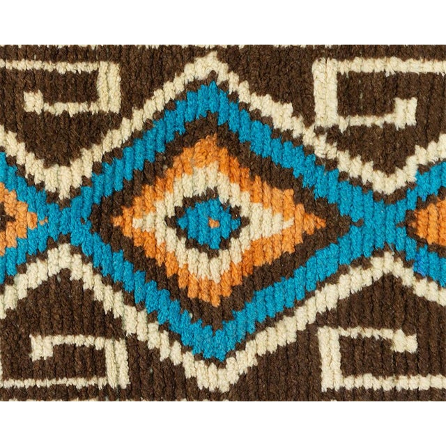Tribal Diamond Hand-Knotted Moroccan Wool Runner | 10'8" X 2'1" | One of a Kind For Sale - Image 4 of 9