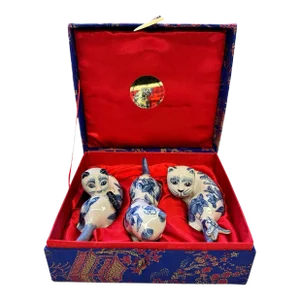 Late 20th Century Treasures of China Set of 3 Chinoiserie Cat Figurines