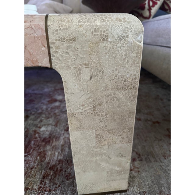 Tessellated Stone Square Coffee Table With Pink Marble Inlay in the Style of Maitland-Smith For Sale - Image 12 of 12