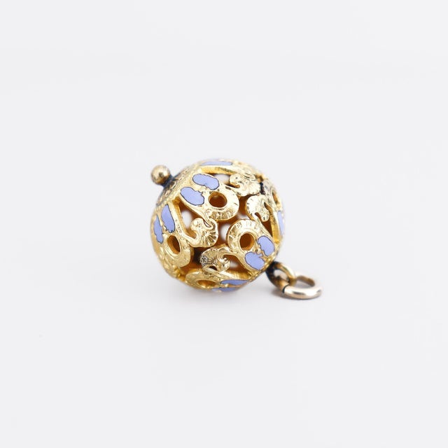 Metal Antique Victorian / Aesthetic Enamel & Gold Plated Bracelet Charm or Fob For Sale - Image 7 of 11