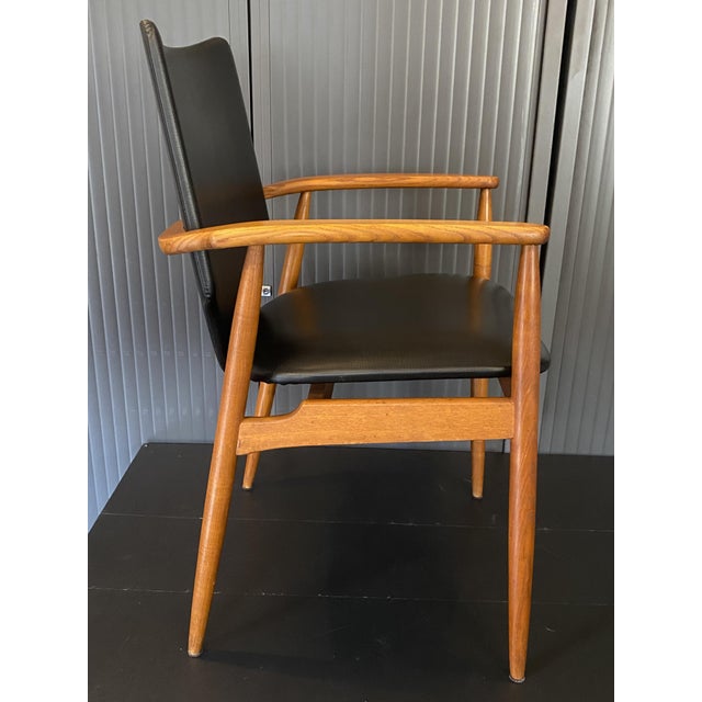 Vintage Scandinavian Teak and Faux Leather Armchair, 1960s For Sale - Image 3 of 18