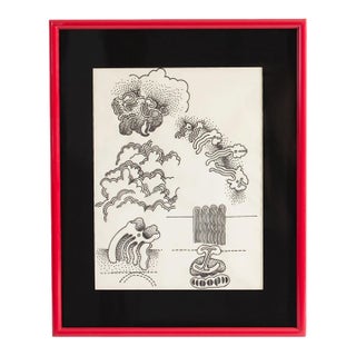 Abstract Ink Drawing by William Itter For Sale