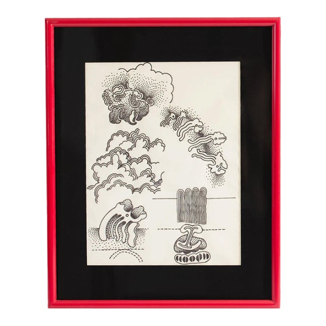 Abstract Ink Drawing by William Itter For Sale