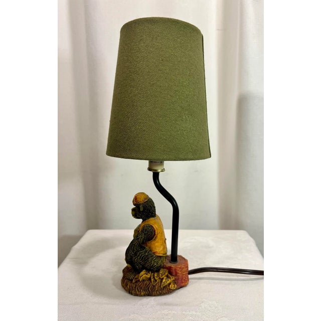 1990s Vintage Bell Hop Monkey Accent Lamp With Green Shade For Sale - Image 5 of 11
