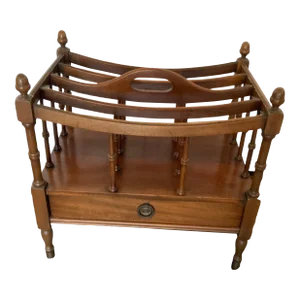 Vintage Magazine/Newspaper Rack With One Drawer on Casters