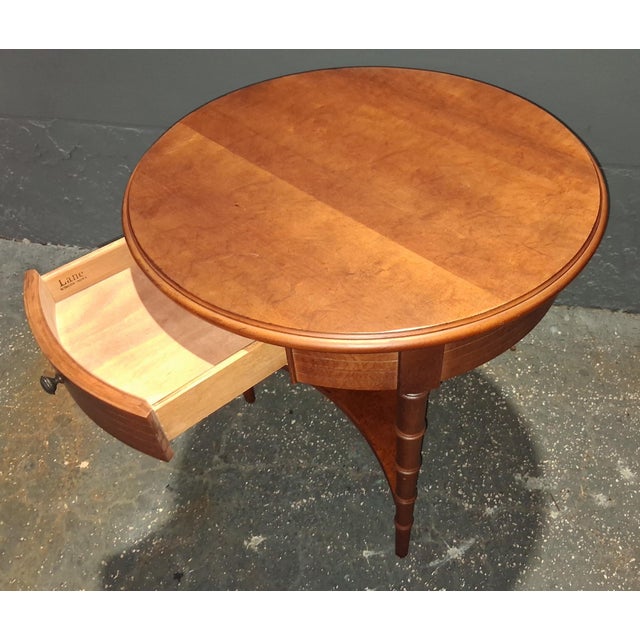 Vintage Traditional Round Carved Faux Bamboo Side / End Tables by Lane. A - Pair For Sale - Image 9 of 12