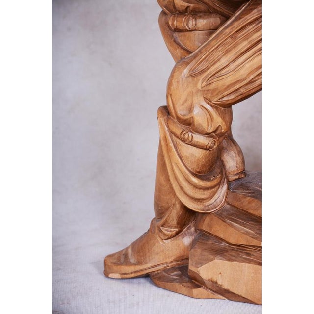 French Artist, Original Neo-Rococo Statuette of Lutenist, 1840s, Lacquered Pear Wood For Sale - Image 14 of 18