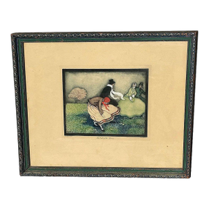 Framed "The Call of the Spring" Watercolor Scenic Lithograph Print by Jennie Harbour
