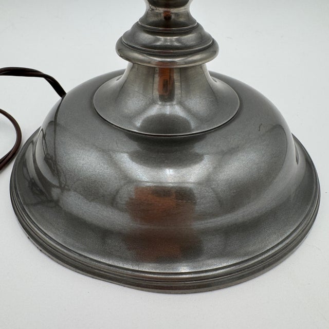 1970s Vintage John Somers Pewter Candlestick Table Lamp For Sale - Image 5 of 9
