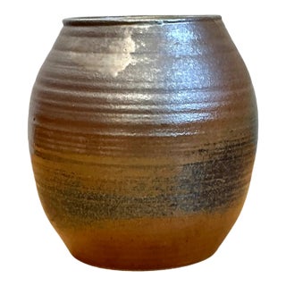 Vintage Brown Glazed Ceramic Vase For Sale